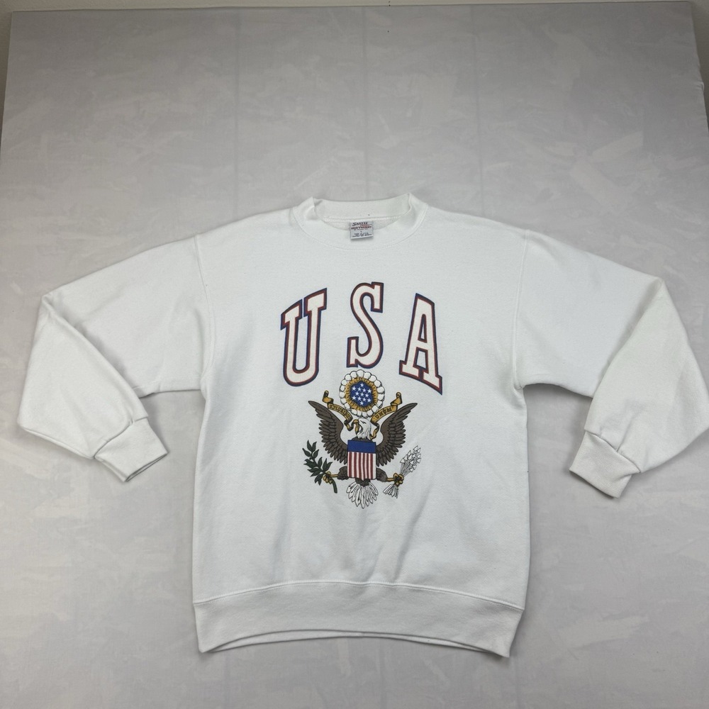 Vintage Santee Sweats USA American Eagle Patriotic Sweatshirt Large